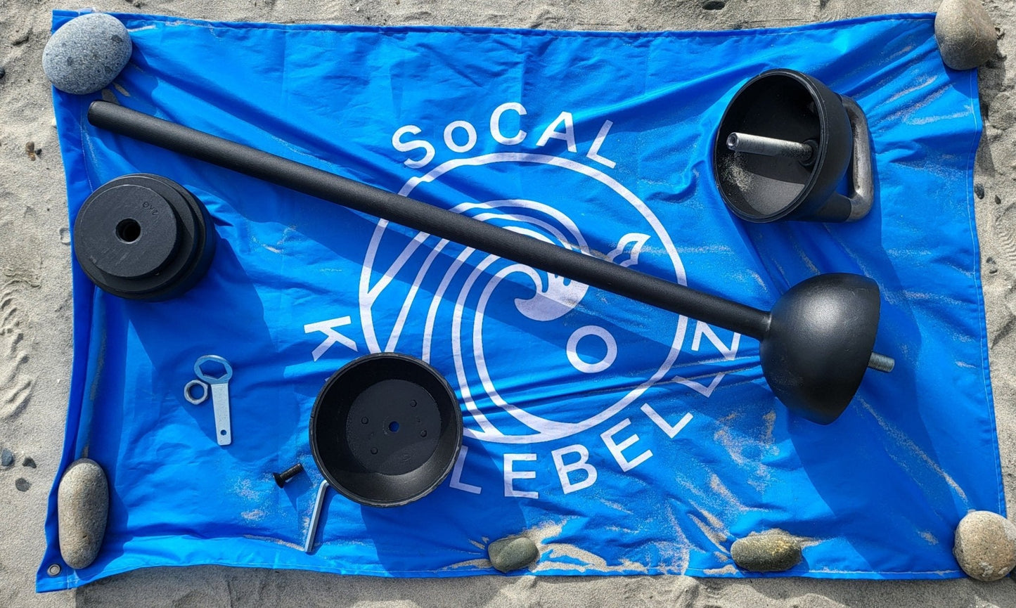 12–32 kg (26–71 lb) Adjustable Kettlebell/Mace System – Powder-Coated Cast-Iron – Black | SoCal Kettlebellz