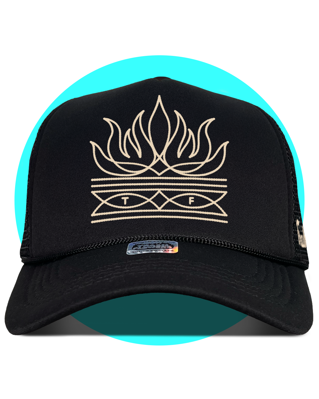 Trash Flowers Flame Toe Bug Boot Stitch Trucker hat