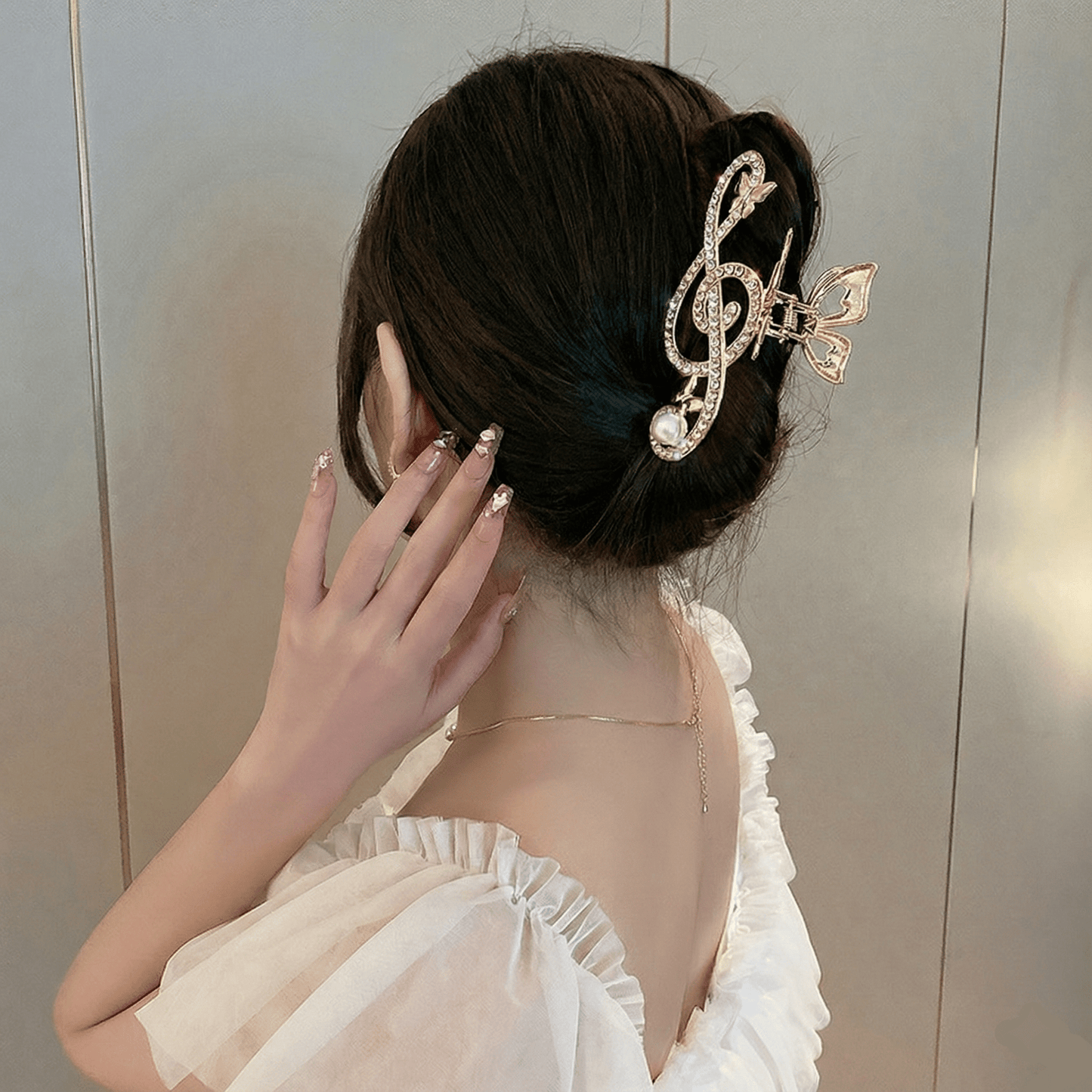 Treble Clef Hair Clip – Crystal Rhinestone Music Note Barrette