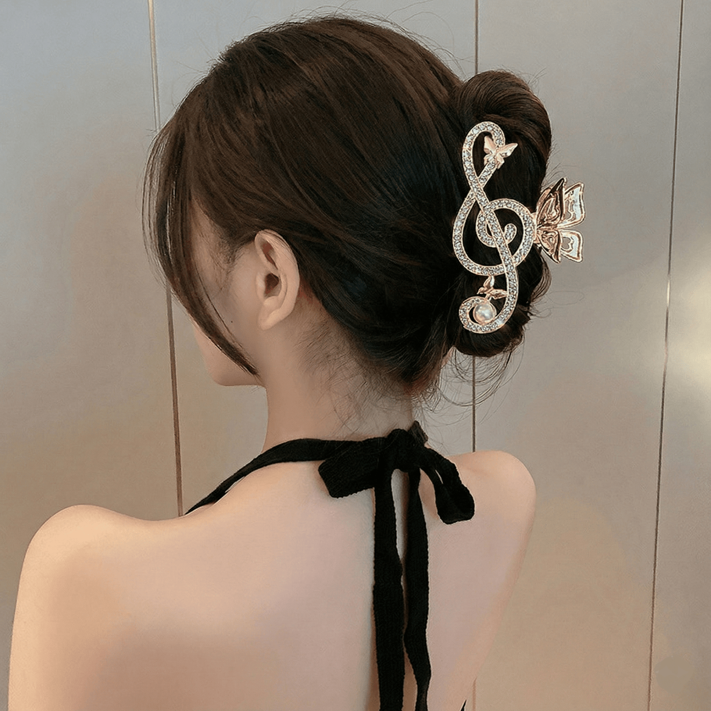 Treble Clef Hair Clip – Crystal Rhinestone Music Note Barrette