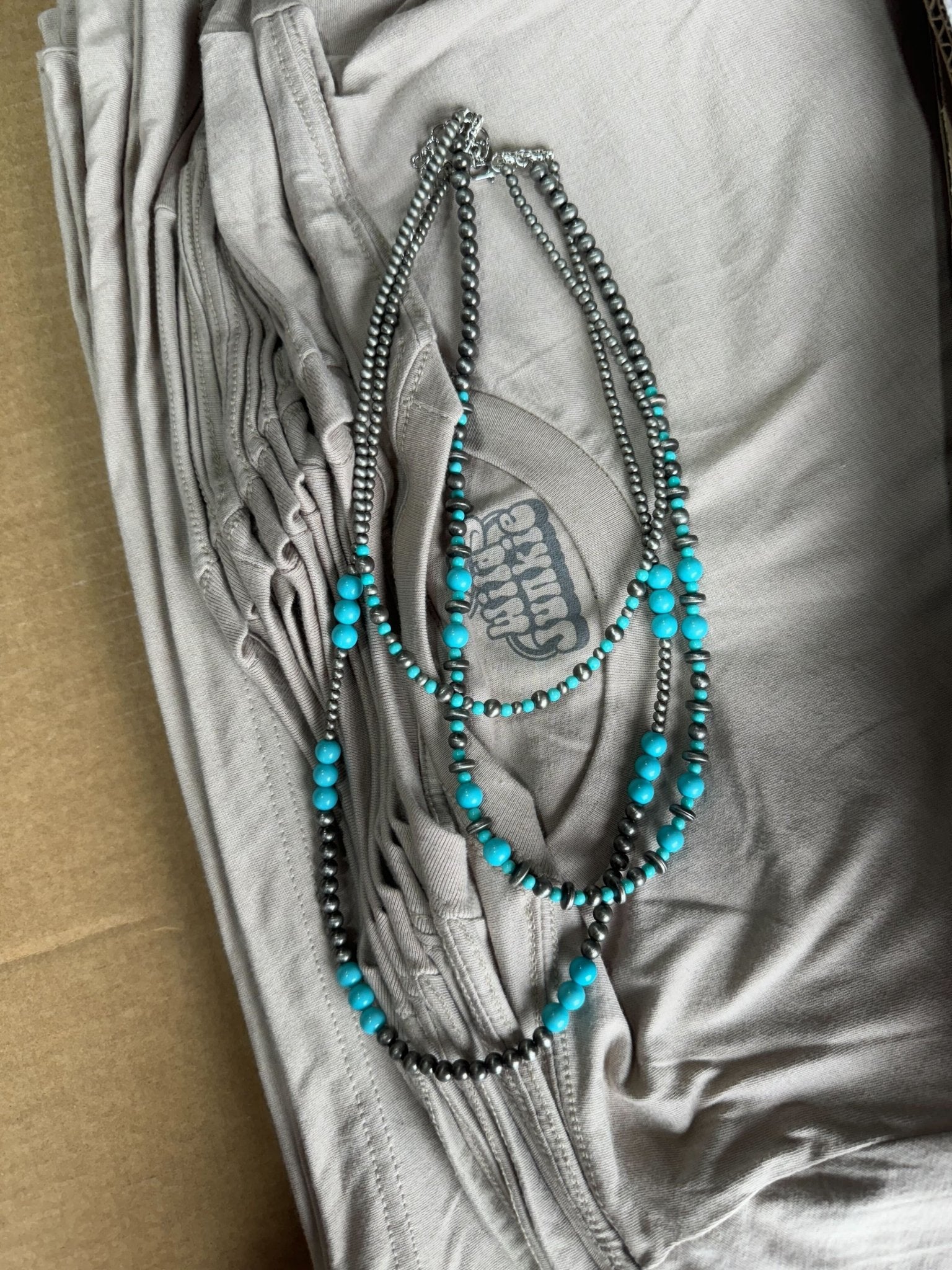 Turquoise and Silver Pearl Layered Necklace Wild Junkie