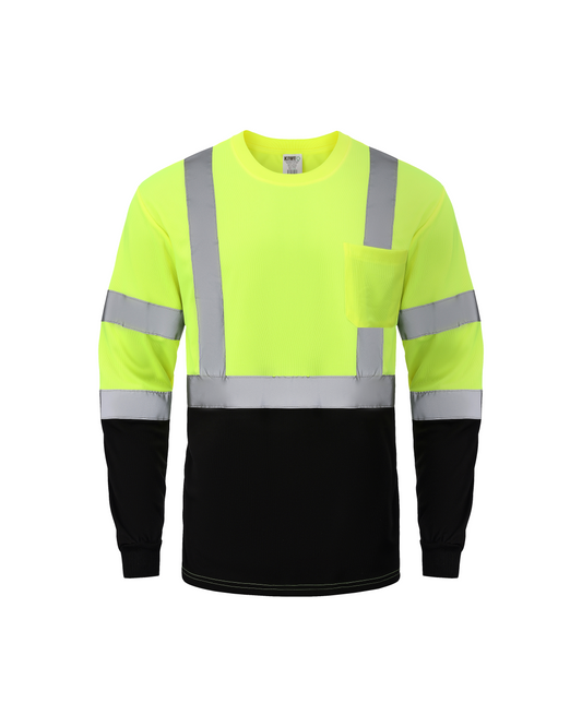 Kiwi High Visibility ANSI/ISEA 107-2020, Type R, Class 3 Two Tone Neon Long Sleeve Safety Shirt [R73100]