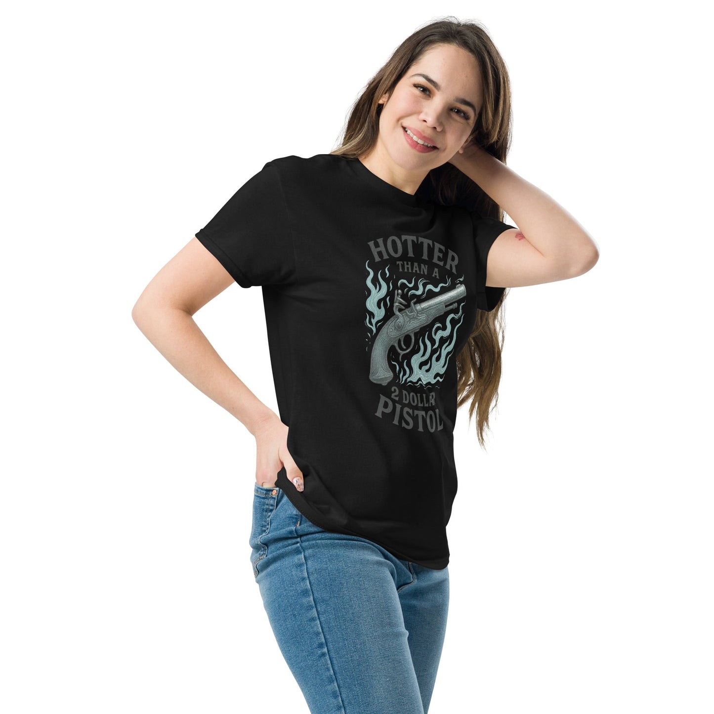 Hotter Than $2 Pistol (Blue) - Unisex classic tee