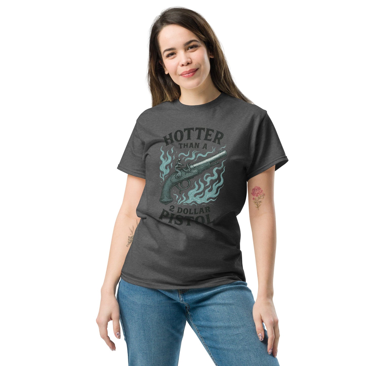 Hotter Than $2 Pistol (Blue) - Unisex classic tee