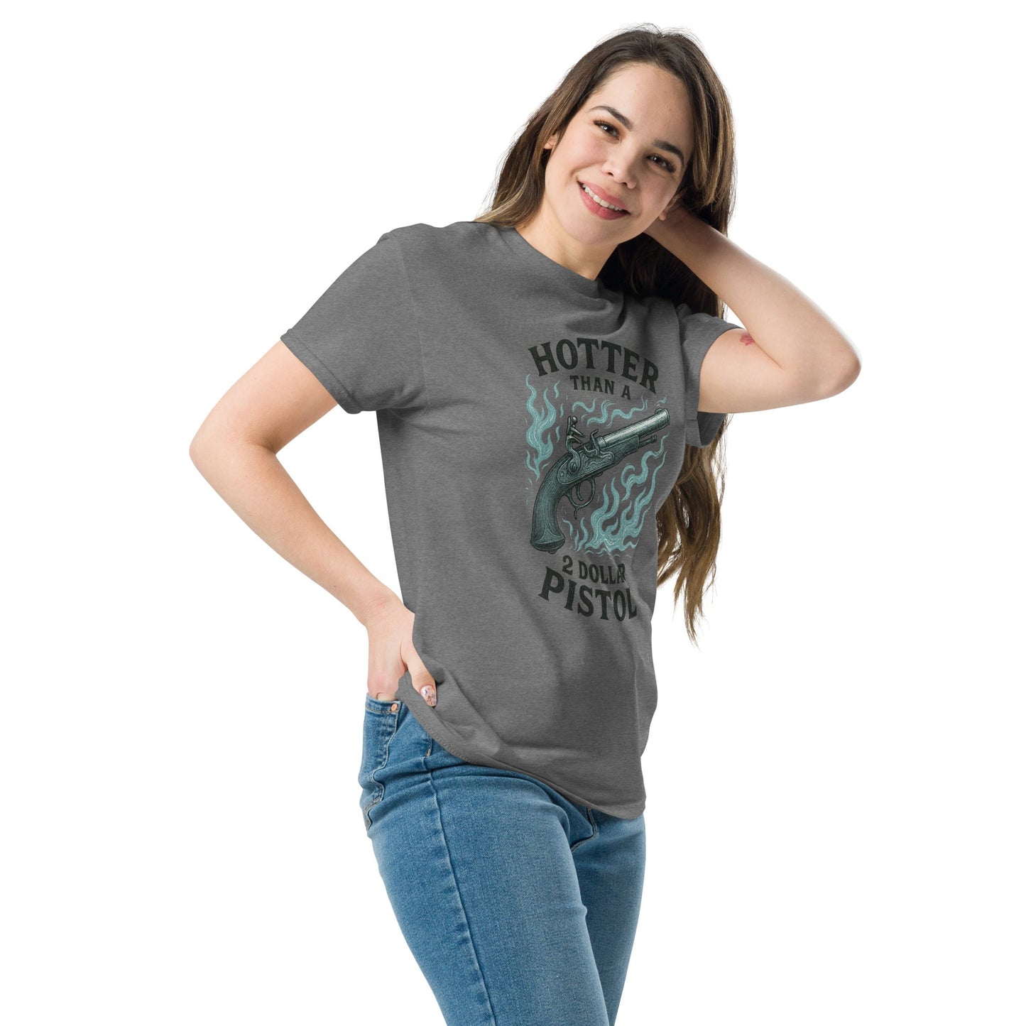 Hotter Than $2 Pistol (Blue) - Unisex classic tee