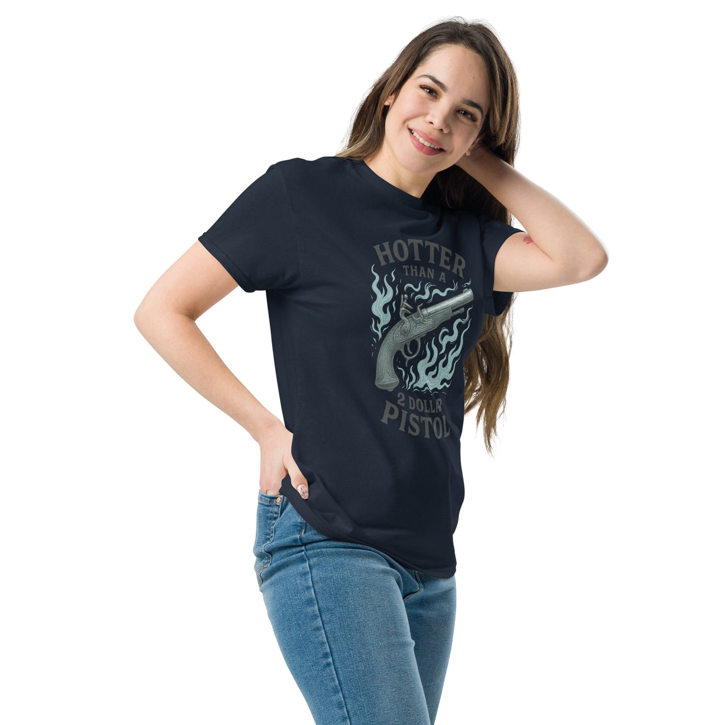 Hotter Than $2 Pistol (Blue) - Unisex classic tee