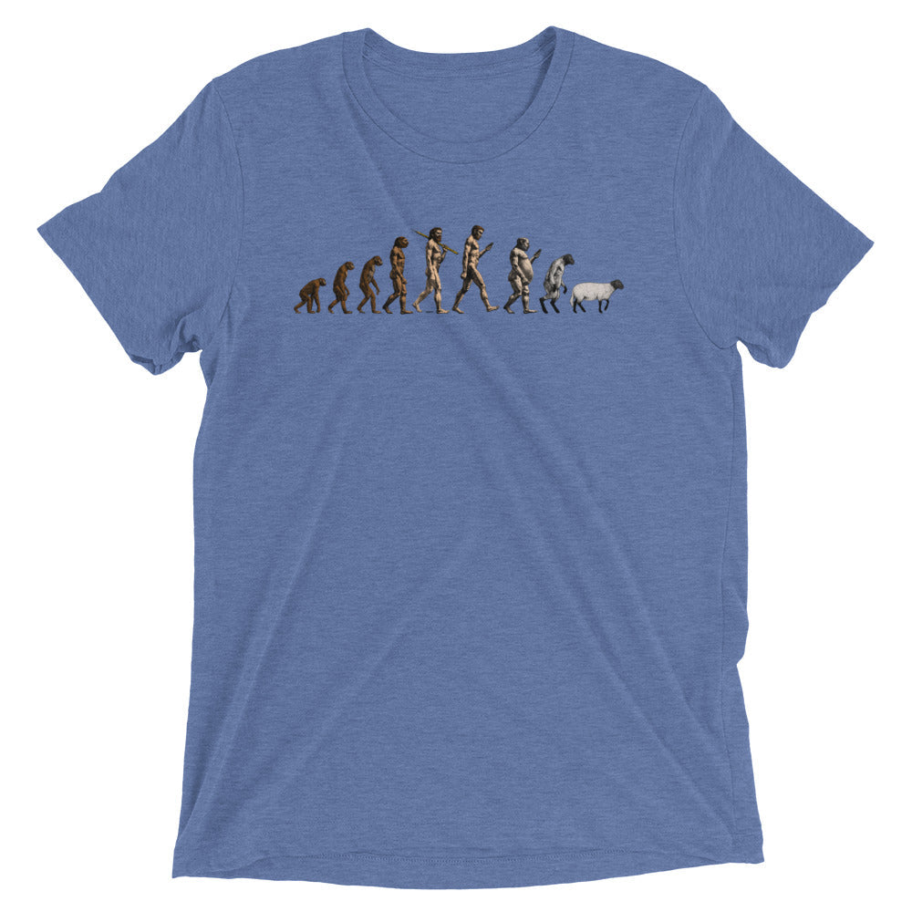 March of Devolution Sheeple Tri-Blend Track Shirt