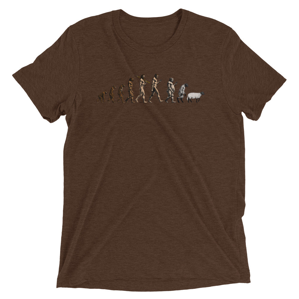 March of Devolution Sheeple Tri-Blend Track Shirt
