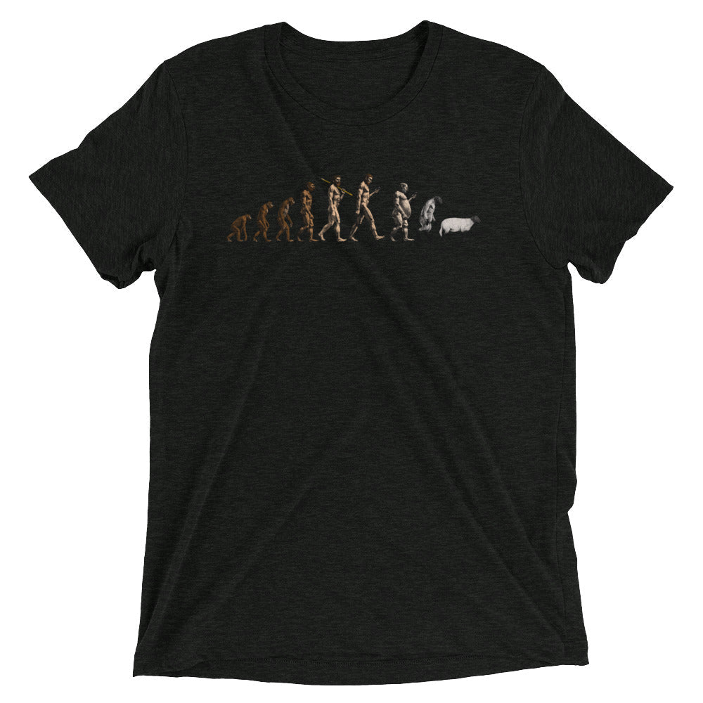 March of Devolution Sheeple Tri-Blend Track Shirt