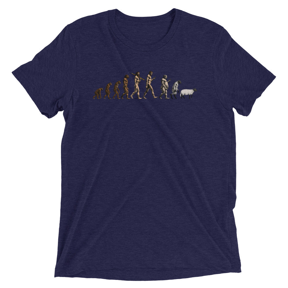 March of Devolution Sheeple Tri-Blend Track Shirt