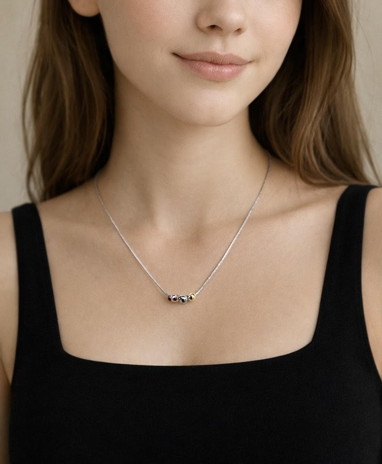 PT302B B.Tiff Triolette Pendant Necklace [Black Chain]