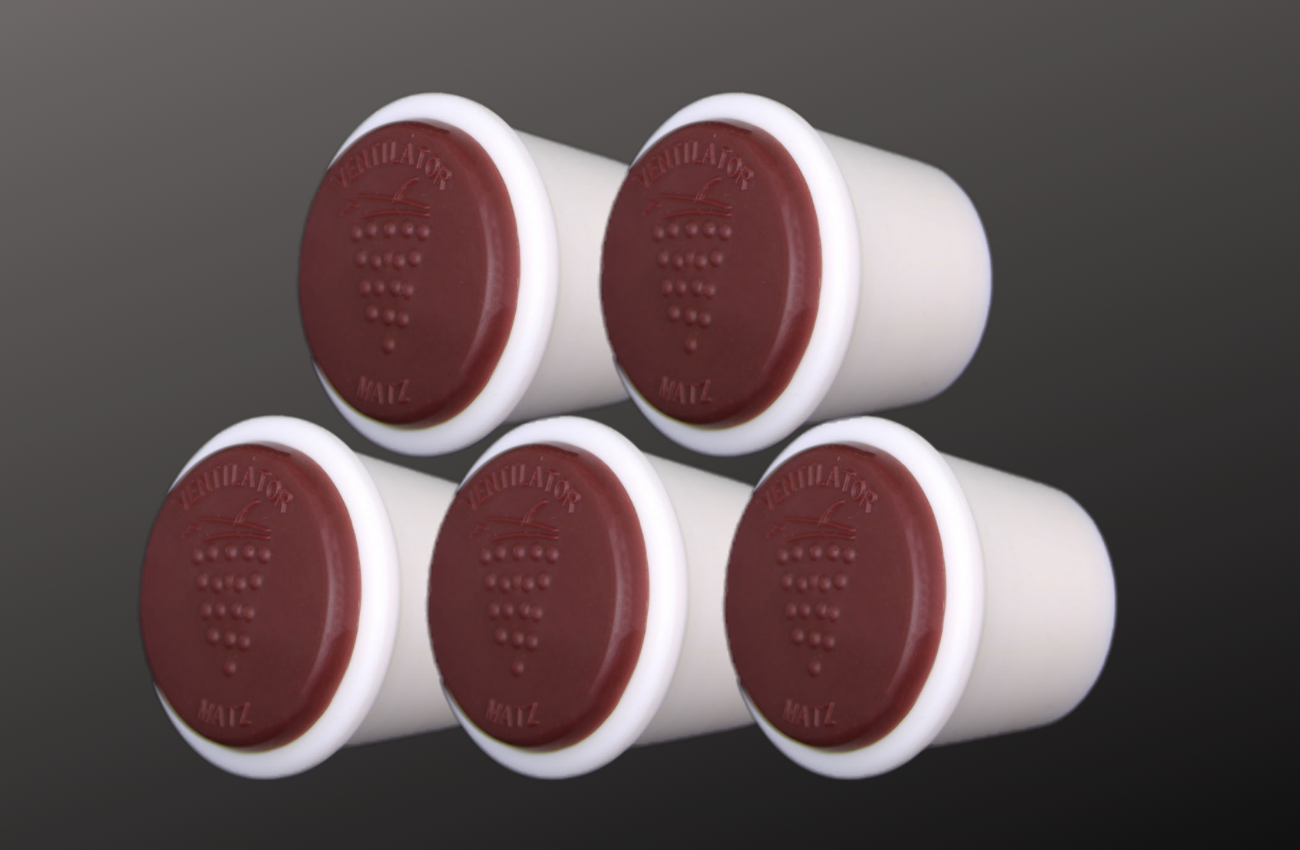 Fermenting Ventilating Tall Bung with Burgundy Top - 5 Pack - Free Shipping