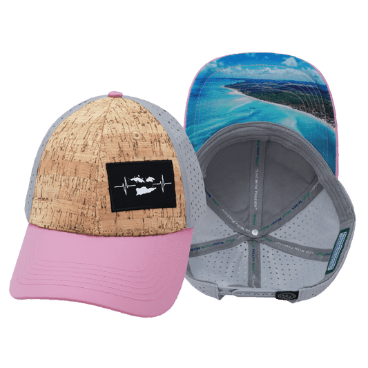 Virgin Islands Hat - Low Profile - Cork - Pink / Gray - Laser Mesh