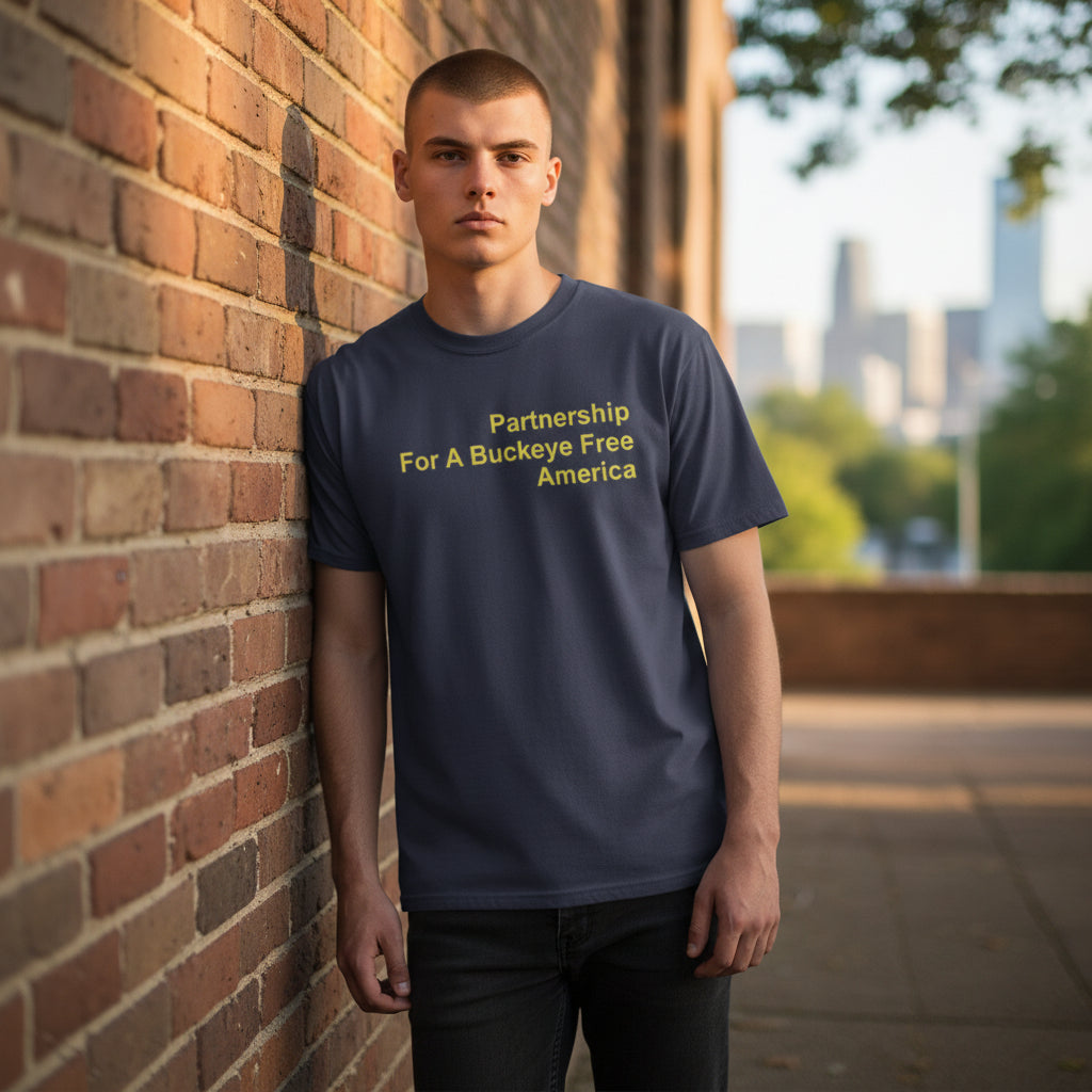 Mens Partnership For A Buckeye Free America T-Shirt (Navy)