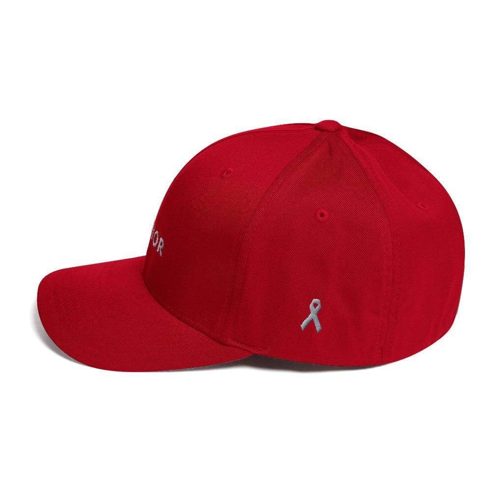 Warrior & Grey Ribbon Fitted Hat - Parkinson's and Brain Tumor Awareness