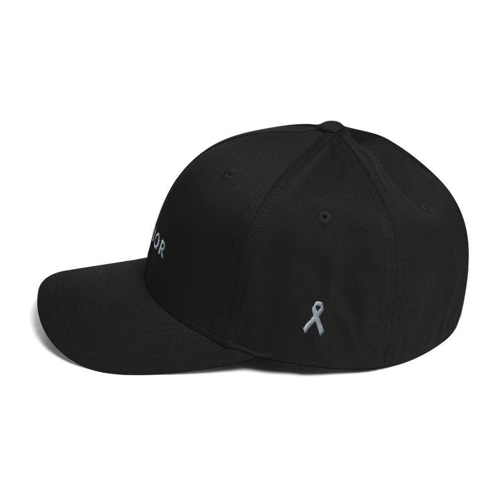 Warrior & Grey Ribbon Fitted Hat - Parkinson's and Brain Tumor Awareness