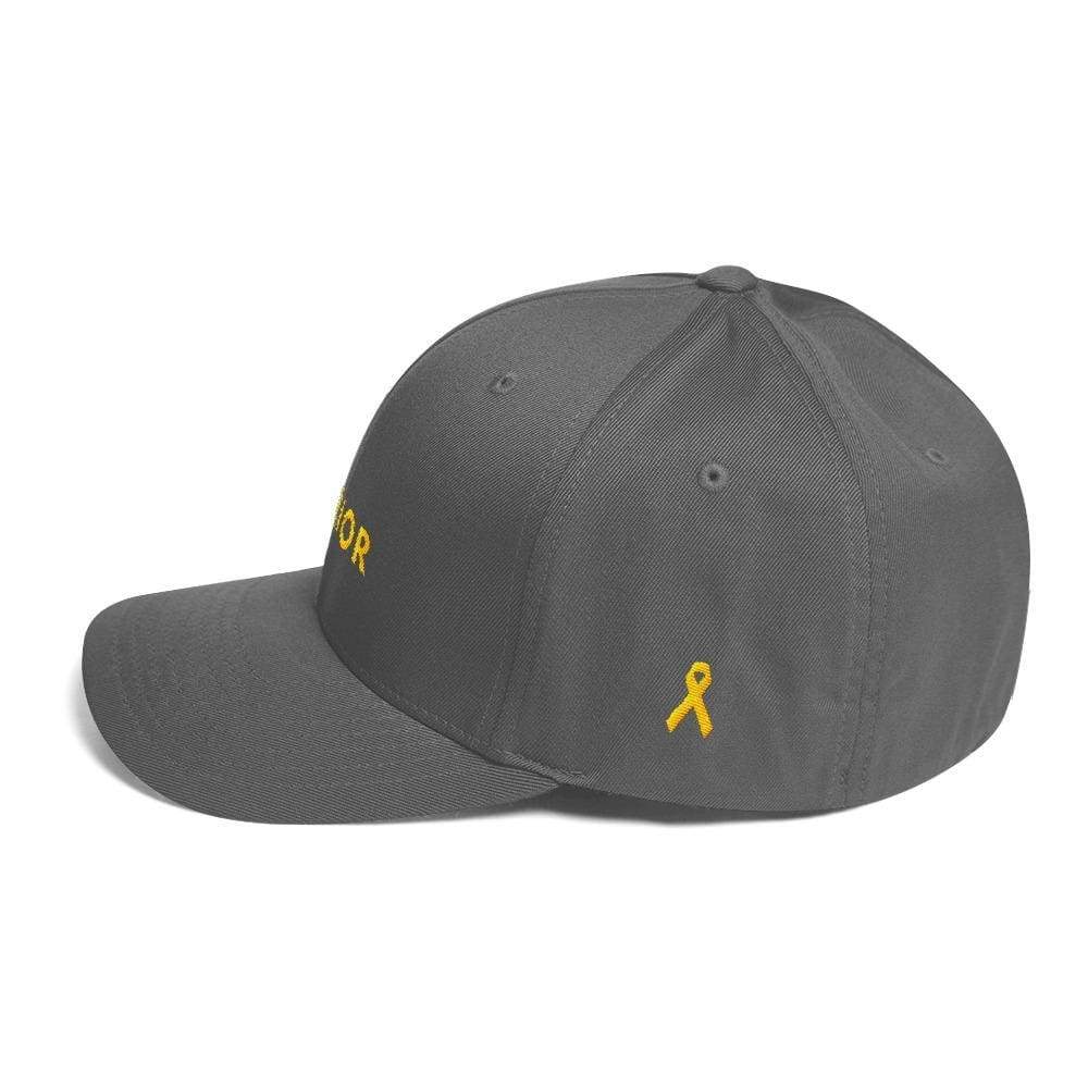 Warrior & Yellow Ribbon Twill Fitted Hat for Sarcoma, Suicide Prevention & Military Causes