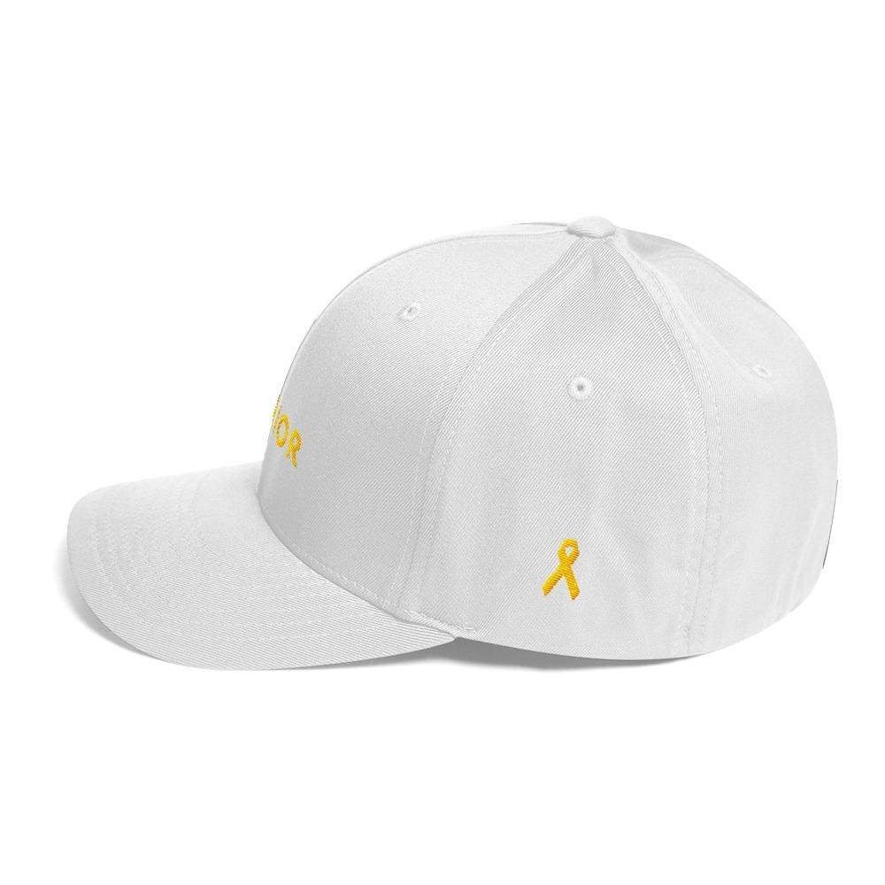 Warrior & Yellow Ribbon Twill Fitted Hat for Sarcoma, Suicide Prevention & Military Causes