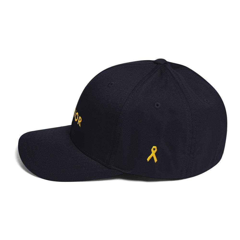 Warrior & Yellow Ribbon Twill Fitted Hat for Sarcoma, Suicide Prevention & Military Causes