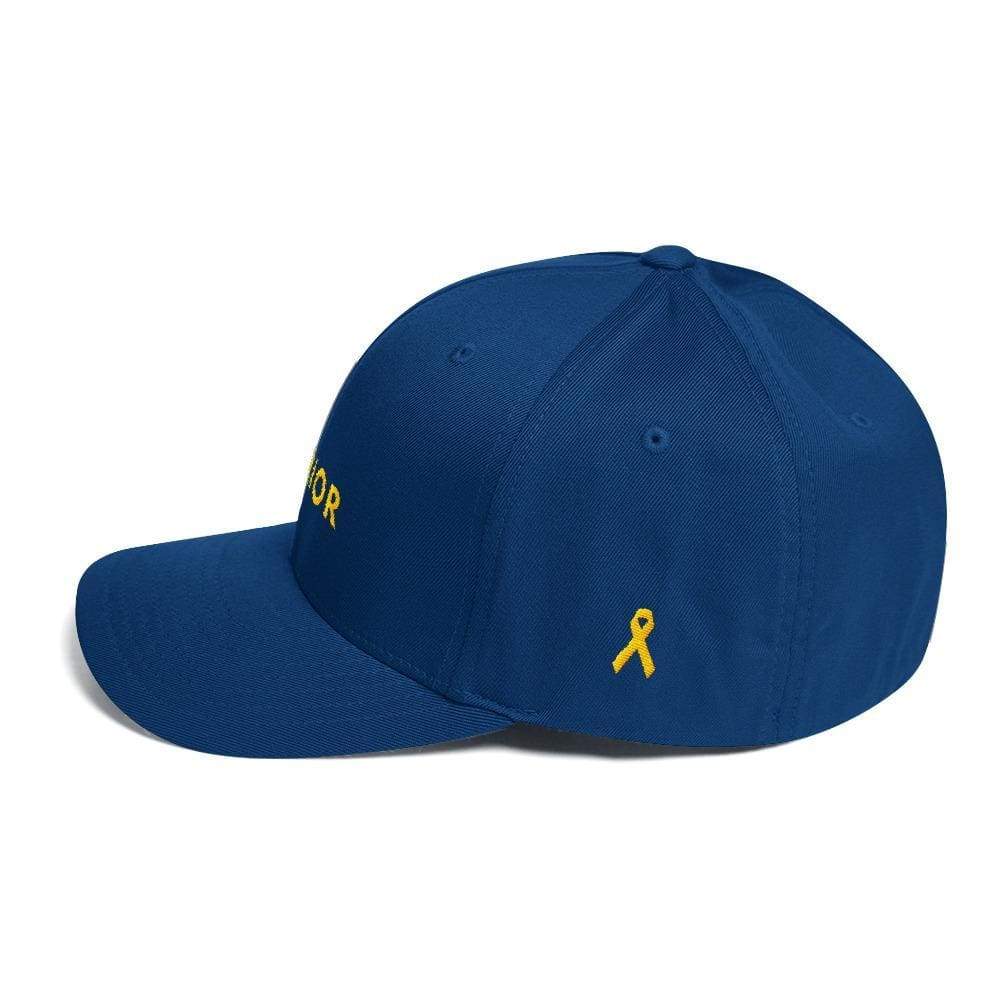 Warrior & Yellow Ribbon Twill Fitted Hat for Sarcoma, Suicide Prevention & Military Causes