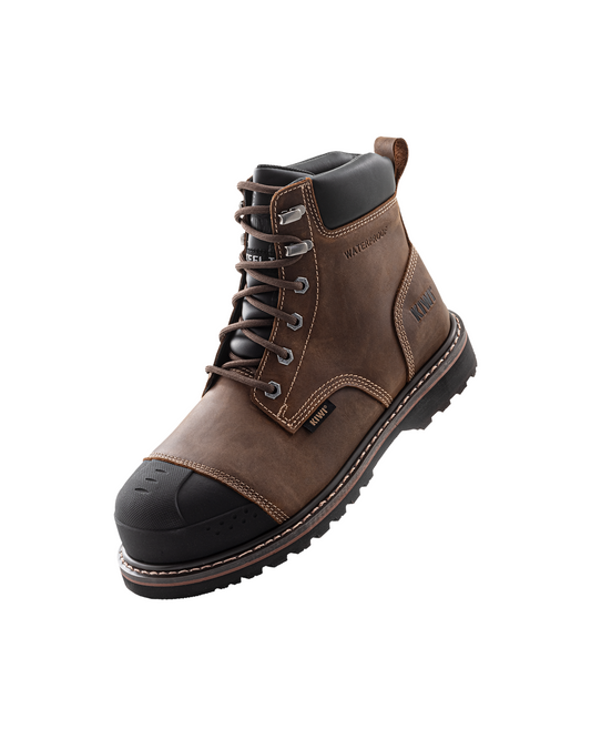 Kiwi Premium Brown Crazy Horse 6" Steel Toe Waterproof Cap-Toe Work Boots [R64100]