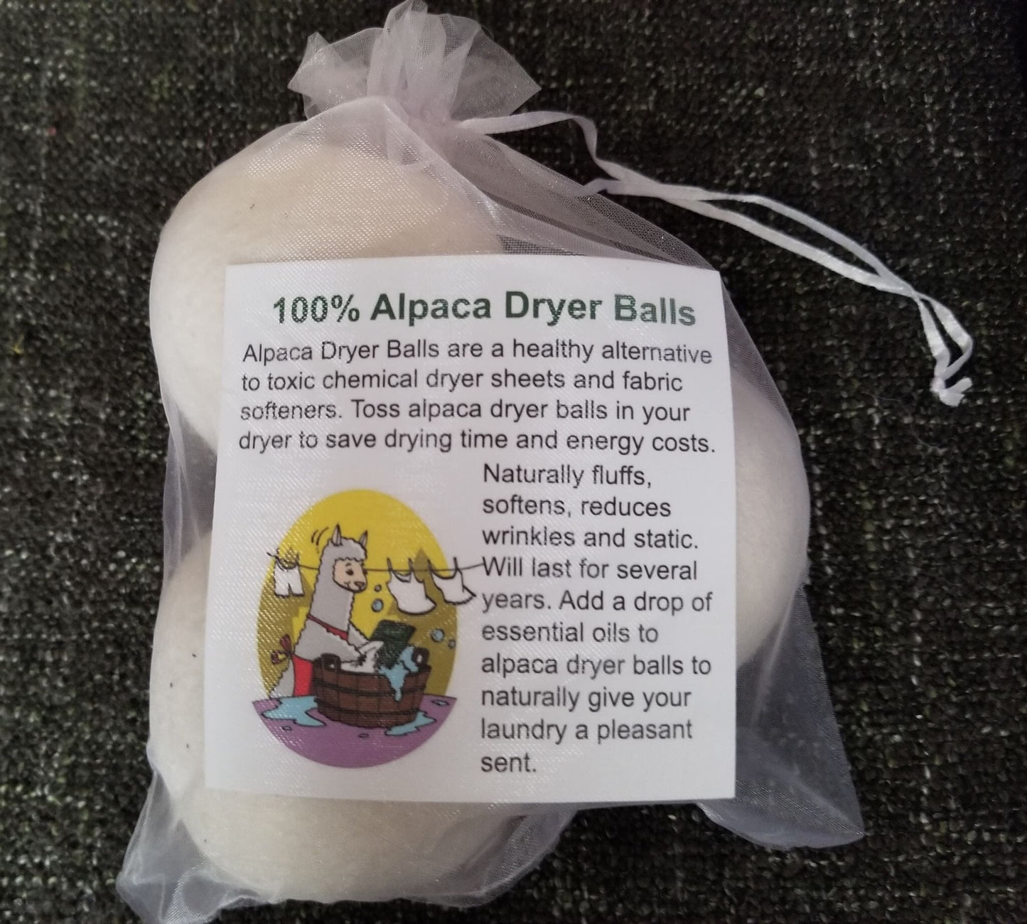 Wet Felted Alpaca Dryer Balls