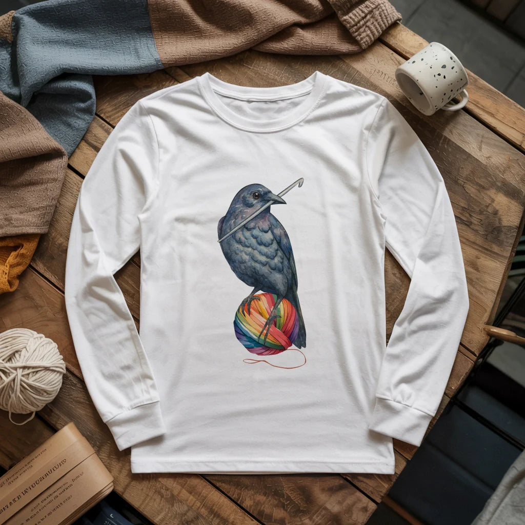 Crochet Crow Long Sleeve T-shirt