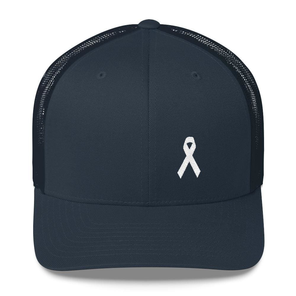 White Ribbon Awareness Snapback Trucker Hat