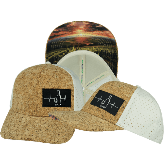 Wine Hat - Baseball Hat Fit - Cork - Cream - Laser Mesh