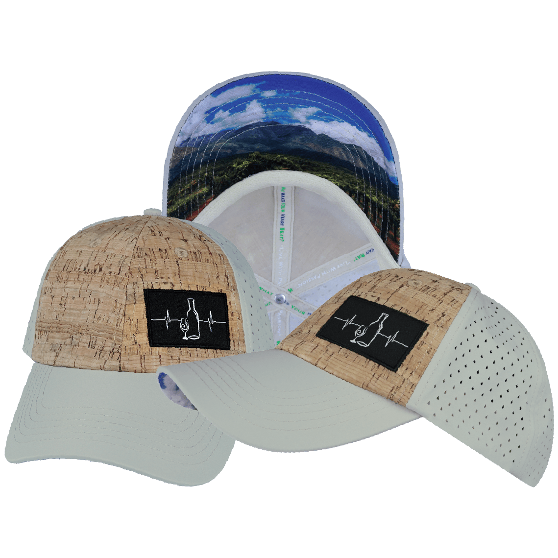 Wine Hat - Dad Hat - Cork - Gray - Laser Mesh