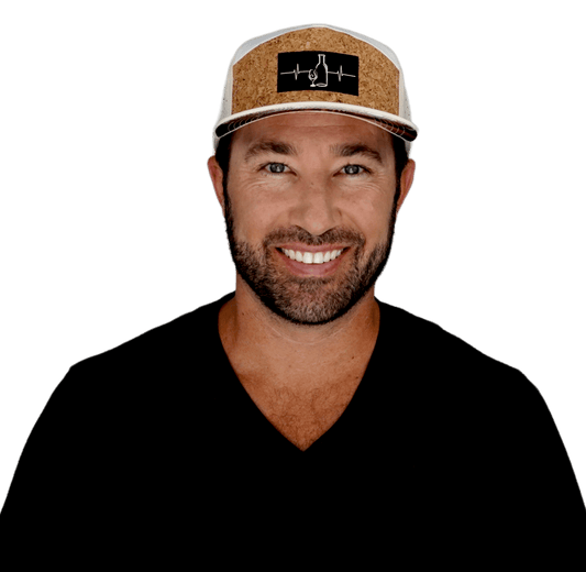 Wine Hat - Flat Bill - Cork - Cream / White - Laser Mesh