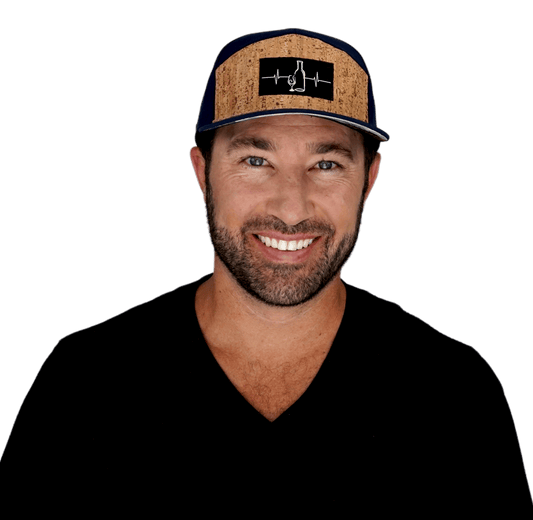 Wine Hat - Flat Bill - Cork - Navy - Laser Mesh