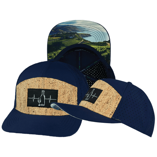 Wine Hat - Flat Bill - Cork - Navy - Laser Mesh