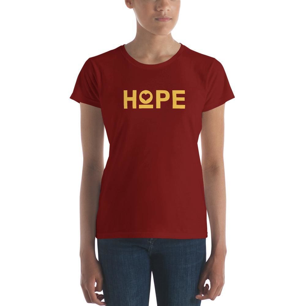 Women's Hope Heart Short Sleeve T-Shirt (Yellow Print)