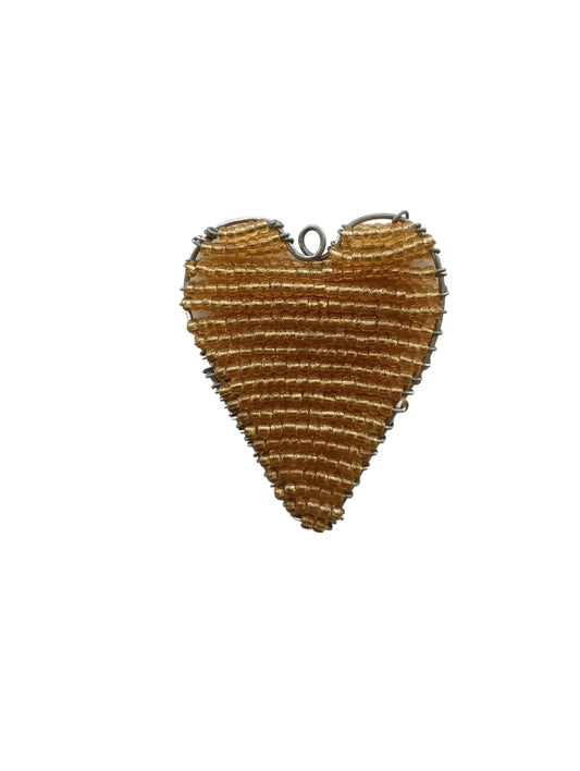 Heart of Wealth Love Heart Charm Handcrafted Beaded Holiday and Valentine Day Ornaments - Colorful Boho Indigenous Beads with Wire Hook, Lightweight Decorative Hanging Ornament Gift for Her