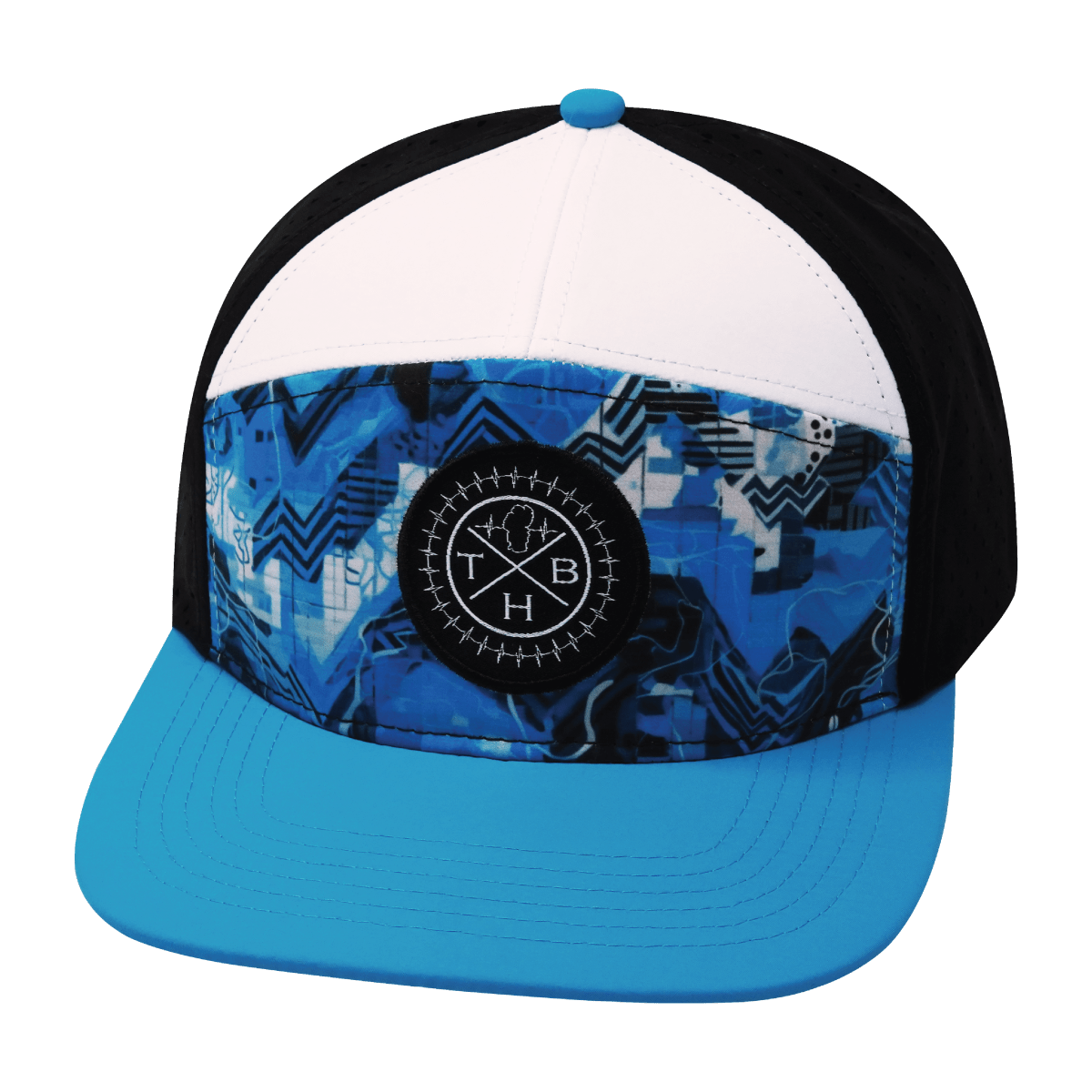 **YOUTH** Color Vibes Hat - Flat Bill - Blue Shock - Neon Blue / White / Black - Laser Mesh