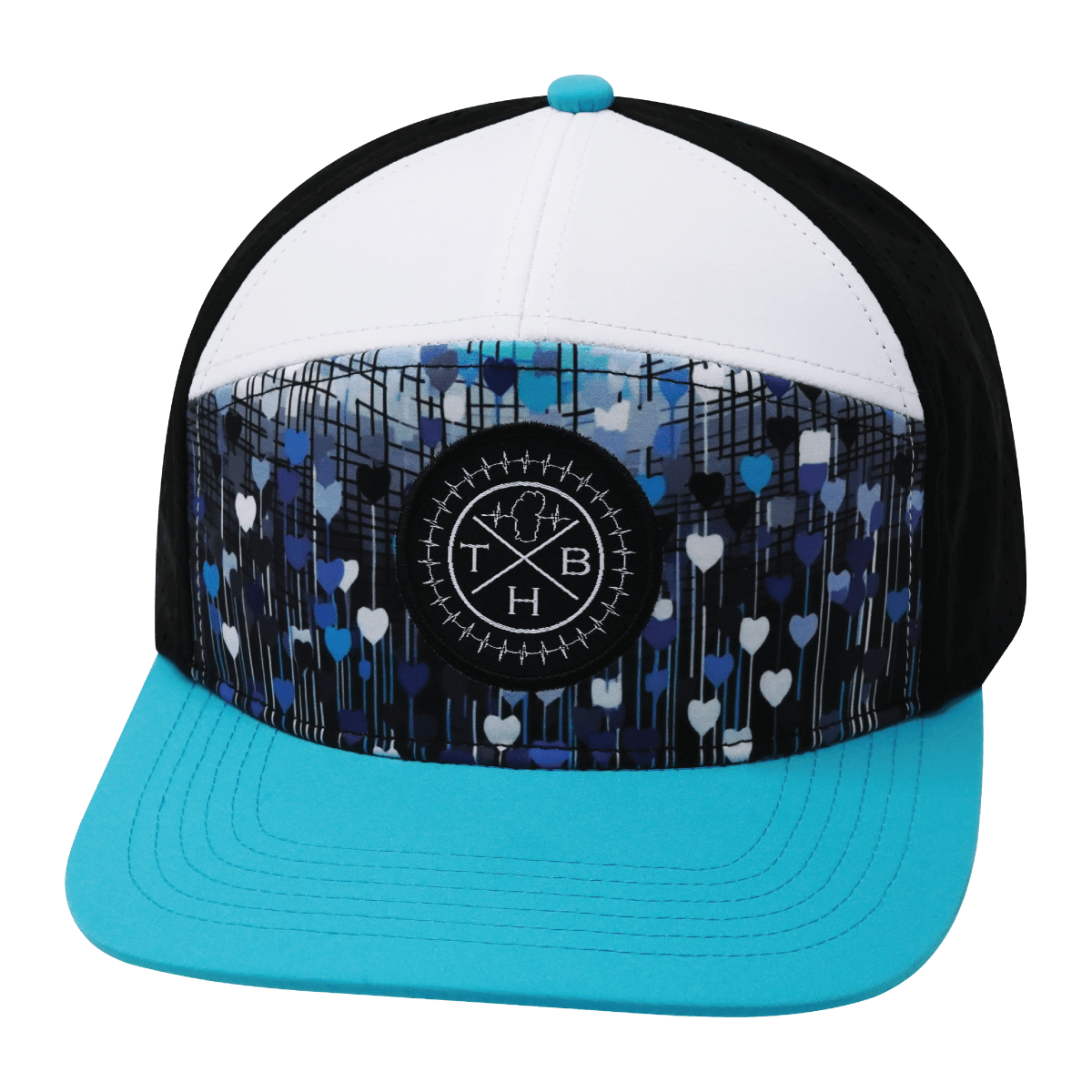 **YOUTH** Color Vibes Hat - Flat Bill - Love Rising - Neon Green Blue / White / Black - Laser Mesh