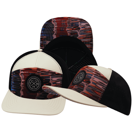 **YOUTH** Color Vibes Hat - Flat Bill - Art Deco - Cream / Black - Laser Mesh