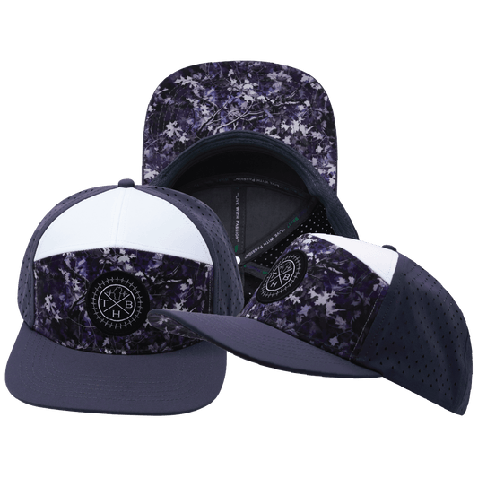 **YOUTH** Color Vibes Hat - Flat Bill - Blue Fall Camo - Charcoal / White - Laser Mesh