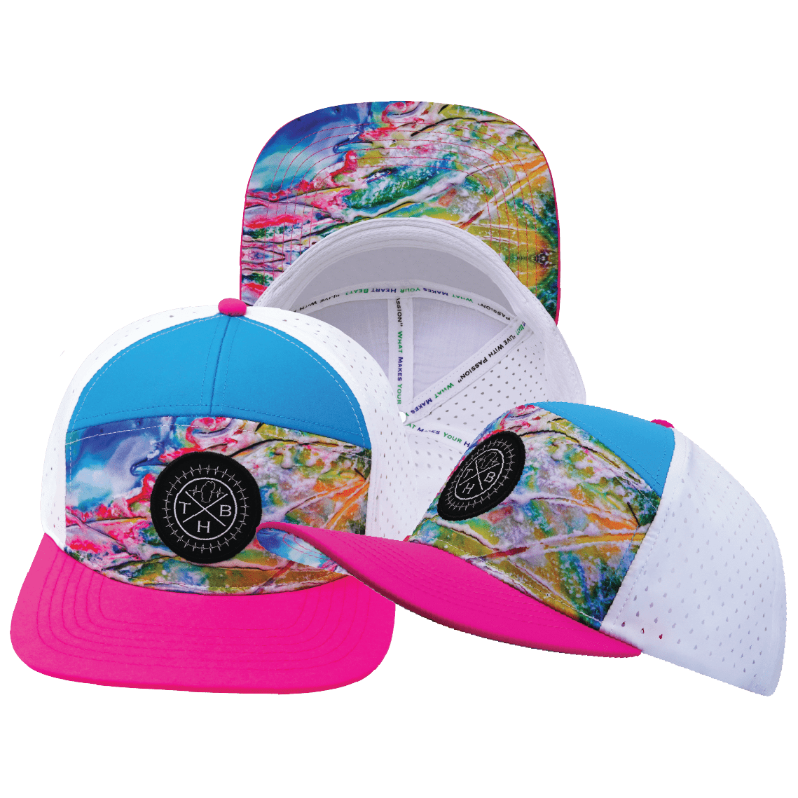 **YOUTH** Color Vibes Hat - Flat Bill - Candy Land - Neon Pink / Neon Blue / White - Laser Mesh