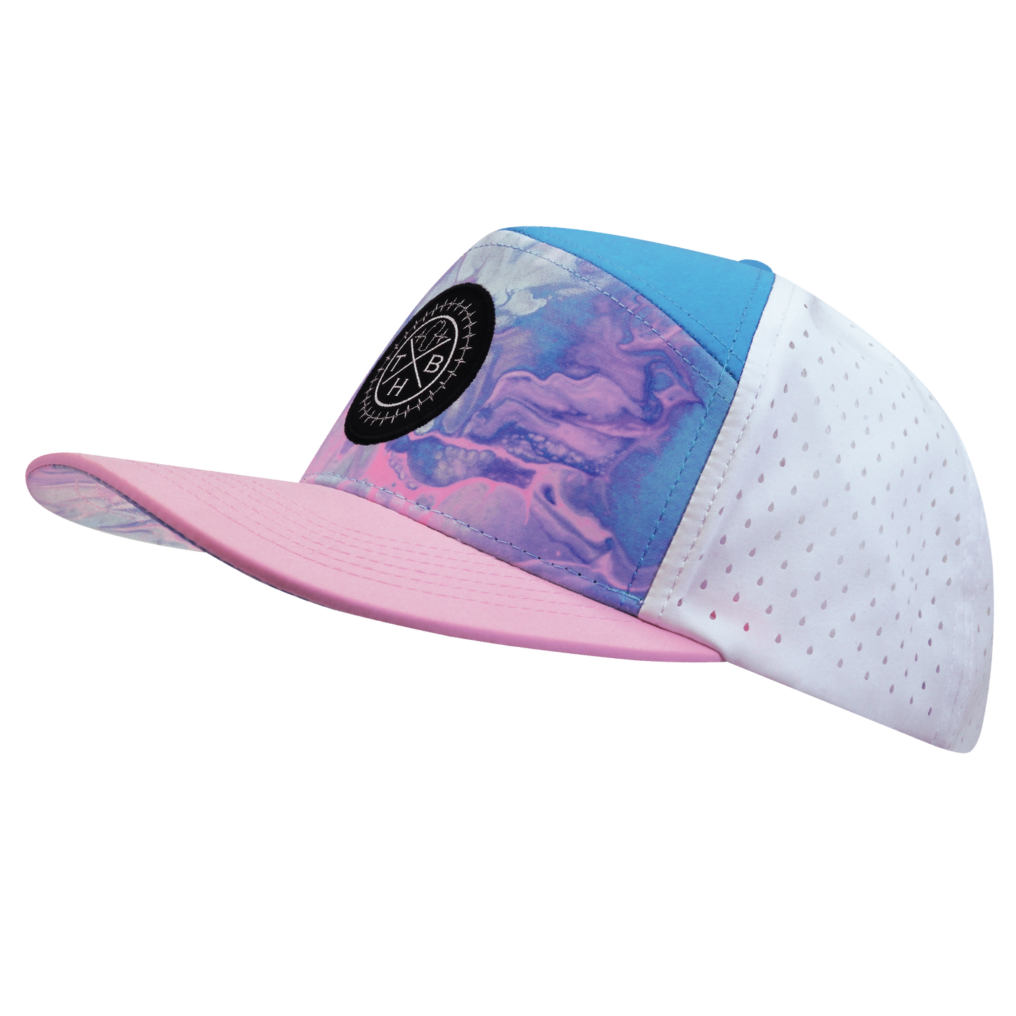 **YOUTH** Color Vibes Hat - Flat Bill - Cotton Candy - Pink / Neon Blue / White - Laser Mesh