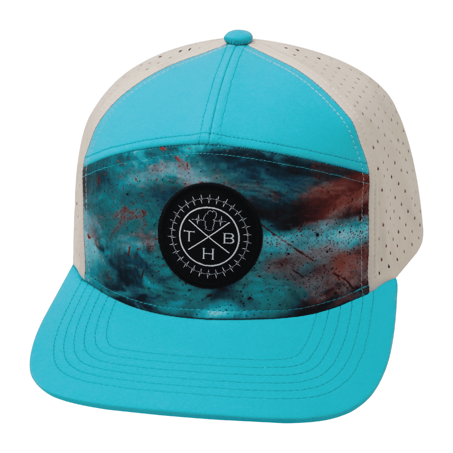 **YOUTH** Color Vibes Hat - Flat Bill - Desert Sky - Neon Green Blue / Cream - Laser Mesh