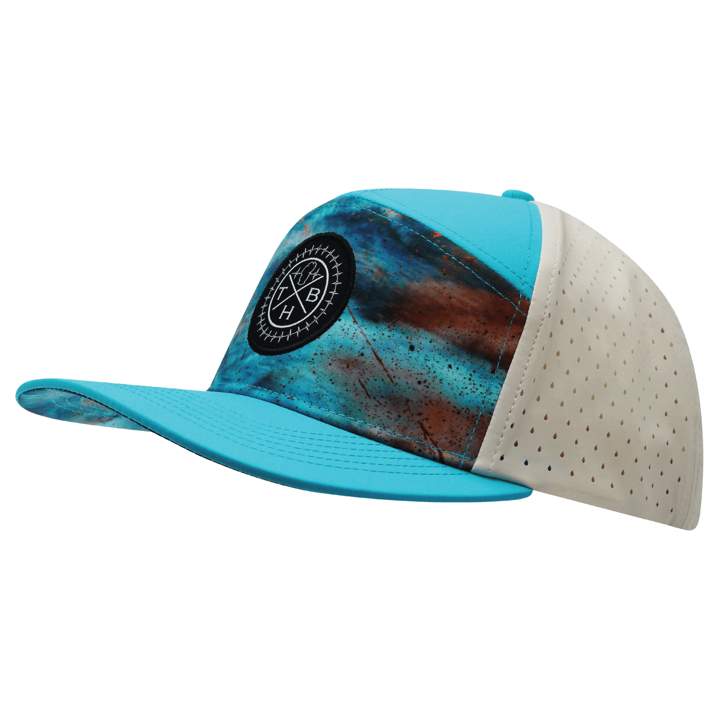 **YOUTH** Color Vibes Hat - Flat Bill - Desert Sky - Neon Green Blue / Cream - Laser Mesh