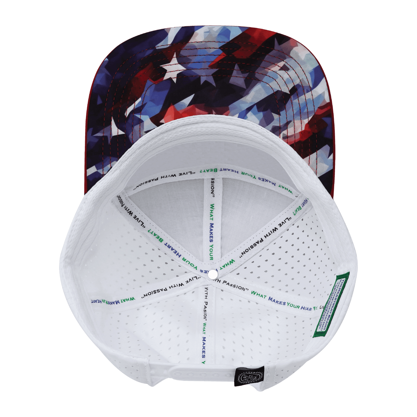 **YOUTH** Color Vibes Hat - Flat Bill - Geo Flag - Dark Red / Navy / White - Laser Mesh
