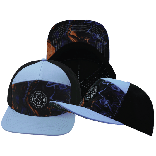 **YOUTH** Color Vibes Hat - Flat Bill - Midnight Mirage - Baby Blue / Black - Laser Mesh
