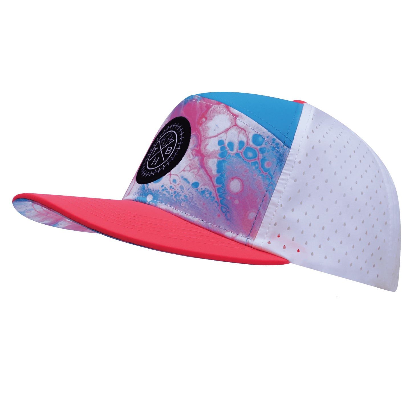 **YOUTH** Color Vibes Hat - Flat Bill - Pixi Dust - Neon Peach / Neon Blue / White - Laser Mesh