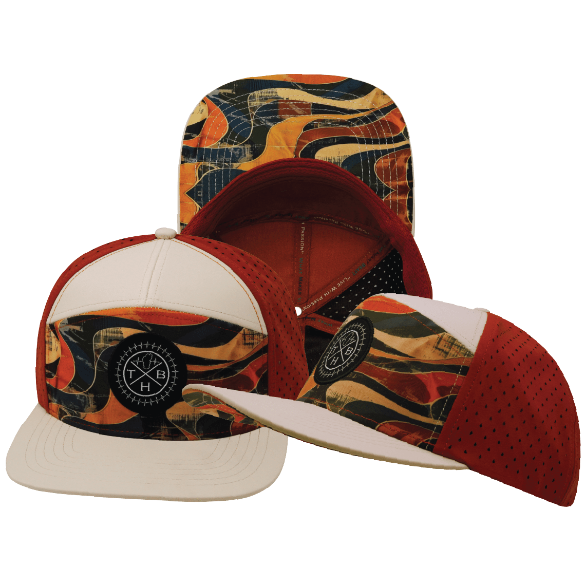 **YOUTH** Color Vibes Hat - Flat Bill - Rustic River - Cream / Red Rock - Laser Mesh