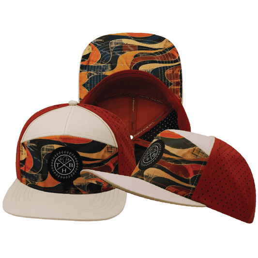 **YOUTH** Color Vibes Hat - Flat Bill - Rustic River - Cream / Red Rock - Laser Mesh