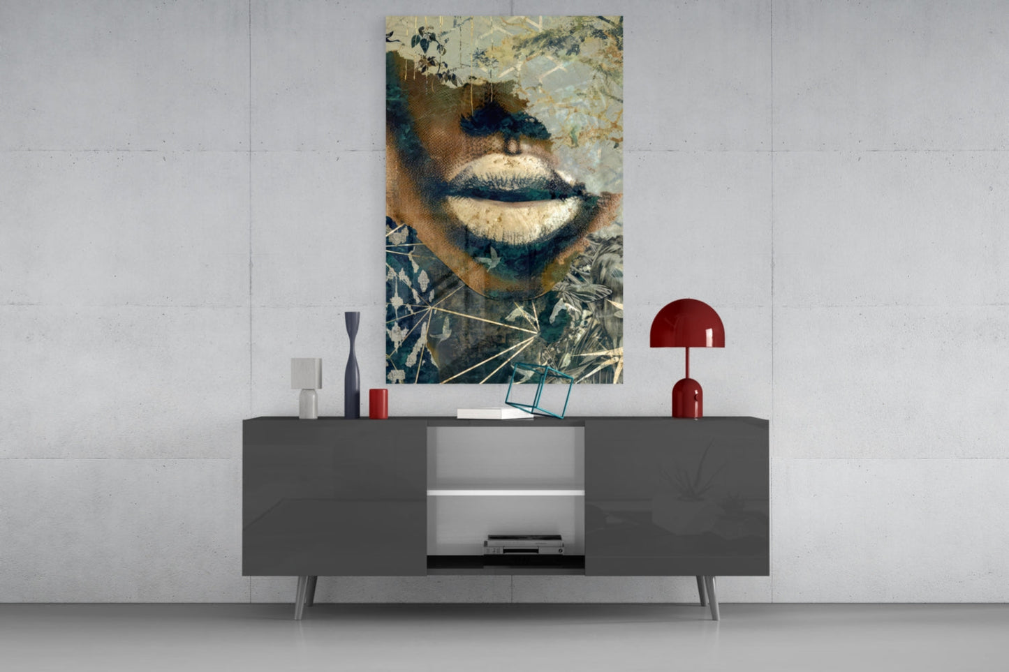 Lips Glass Wall Art