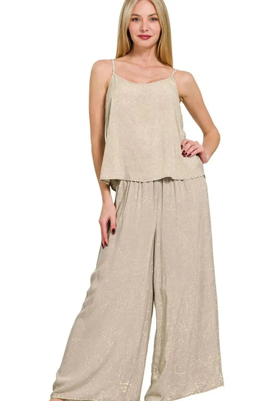 Women's Lounge Set Cami Lounge Set - Acid Wash - Comfy Two Piece
